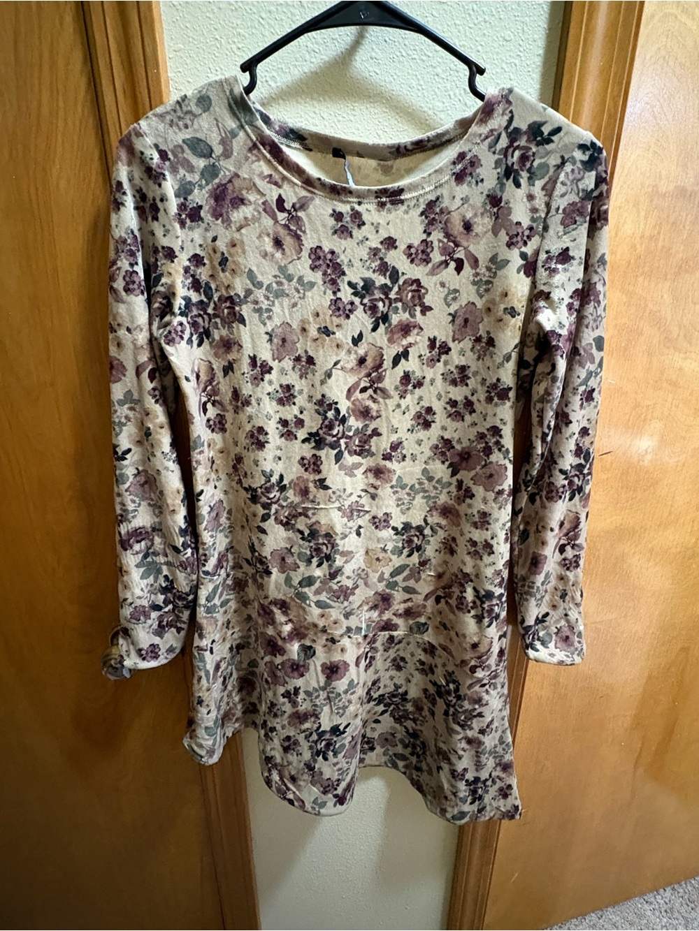 Sisley Beige Tunic Dress with Mauve Floral Print